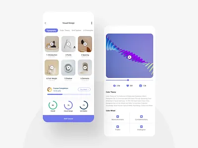 📖Skill Learner App #02 3d anroid app app app design application content course app design detail graphic design ios app learn app list screen mobile page player profile screen video web