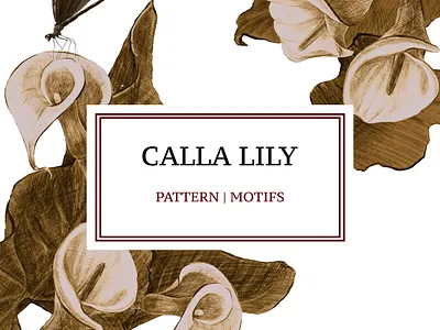 Calla Lily botanic design dragonflies fabric floral flower hand drawn illustration pattern