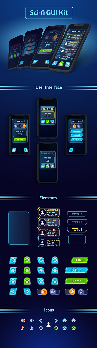 Sci-fi GUI Kit app game game ui gui kit mobile ui ui