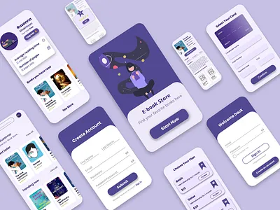 E-book app branding design figma illustration logo ui ux
