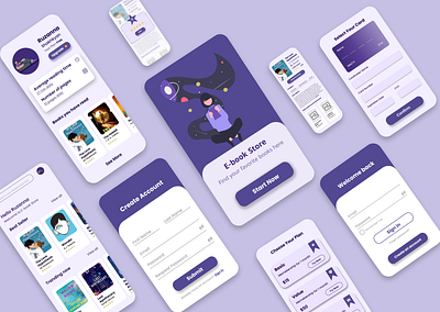 E-book app branding design figma illustration logo ui ux