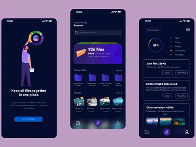 File Manager app design figma illustration social network ui ux vector