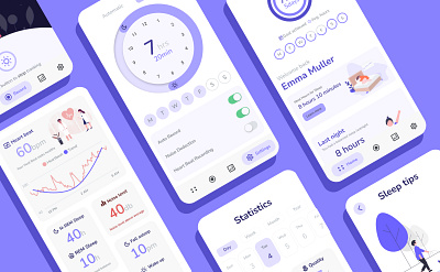 Concept for a Sleep-Tracker App app blue clean health app night sleep tracker ui ux