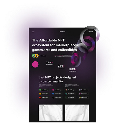 NFT Ecosystem dashboard landing page nft ui