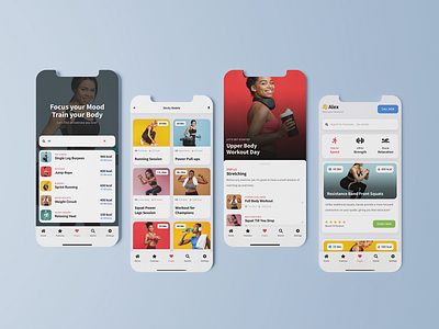 Sticky - Mobile Kit & PWA - App Template for Fitness & Gym android app coach daily ui design fitness fitness app footer menu gym gym app ios iphone mobile online coaching personal coach sidebar sport app ui user interface user interface design