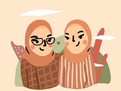 Shafira & Annisa #Commission character illustration cutestyle design art digital art doodle illustration person procreate