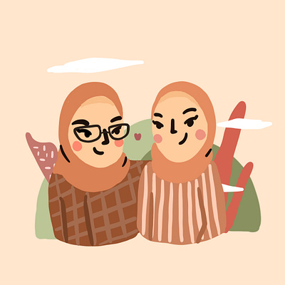 Shafira & Annisa #Commission character illustration cutestyle design art digital art doodle illustration person procreate