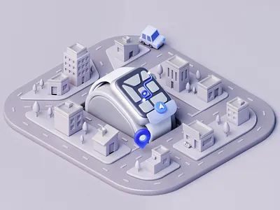 Nudge 3D animated. Navigation 3d after effects animation city design illustration motion motion design navigation ui ui8