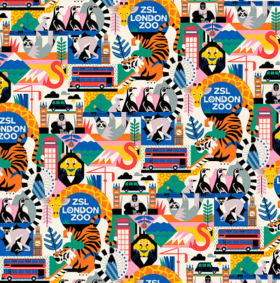 Zoo animals digital folioart illustration nature owen davey pattern wildlife zoo