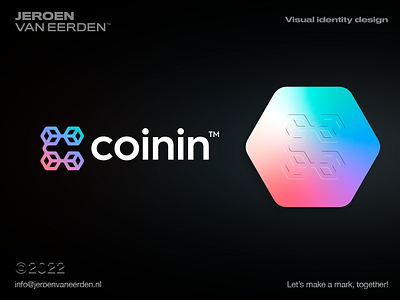 Coinin - Logo Design v2 brand identity design branding c logo coin coinin creative logo crypto currency data finance gradient hexagon logo logo design logo monogram logomark logos monogram tech visual identity design