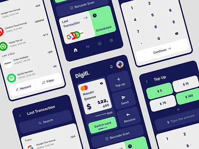 Digifi - Digital Mobile App app app design bank banking app clean digital finance digital wallet digital wallet app ewallet finance finance app financial fintech mobile mobile app mobile banking mobile design transfer ui wallet card