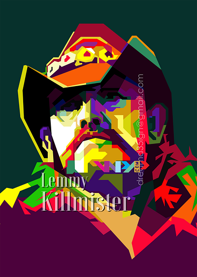 Lemmy Killmister "Motorhead" Leader Pop Art WPAP 70s 80s classuc rock english geometric heavy metal illustration lemmy killmister musician pop art portrait retro vintage wpap