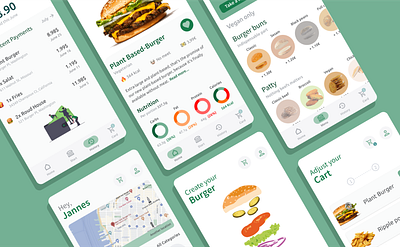 Concept for a Food-Ordering App app assemble burger clean design fast food food green ordering