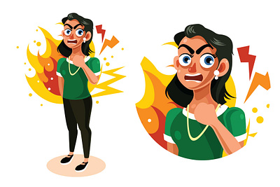Angry and Frustrated Woman Expression Illustration girl