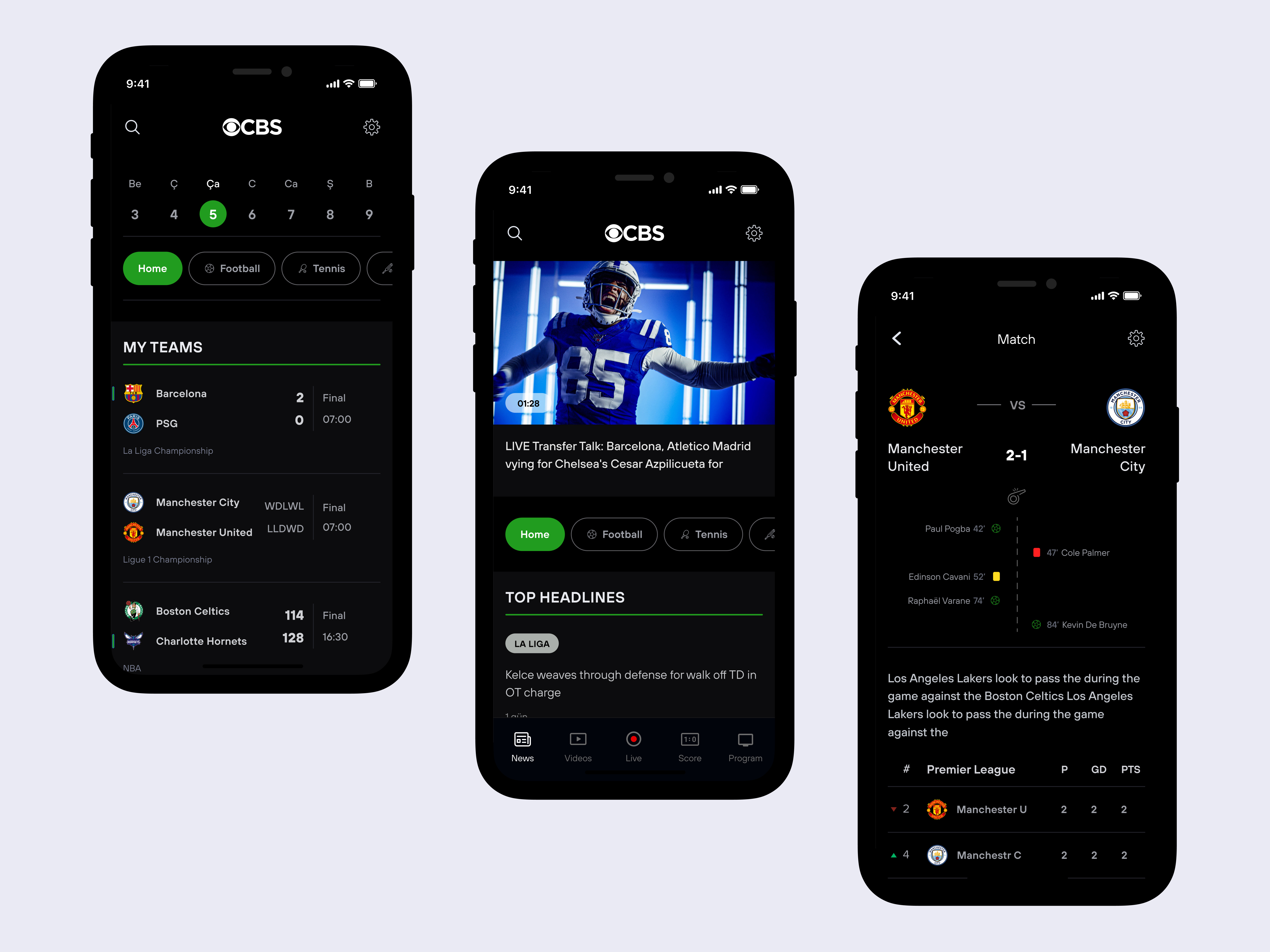 Example of CBS - sport application for SMG