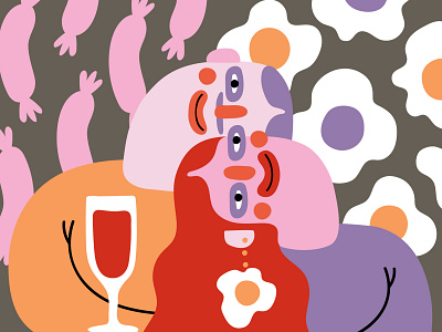 Zavtraki 2.0 2d cartoon character design graphic design illustration love vector vibes wine