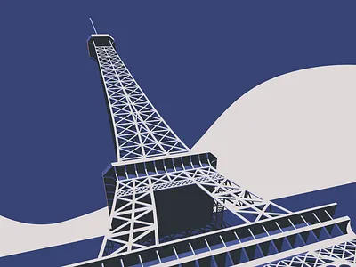 Minimal French 2 constrast design eiffel tower illustration light vector