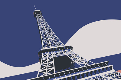 Minimal French 2 constrast design eiffel tower illustration light vector