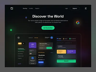 Traveling - Header Design colorful design dark ui dark web design header design landing page travel ui uihut uiux design web design 2022 website design