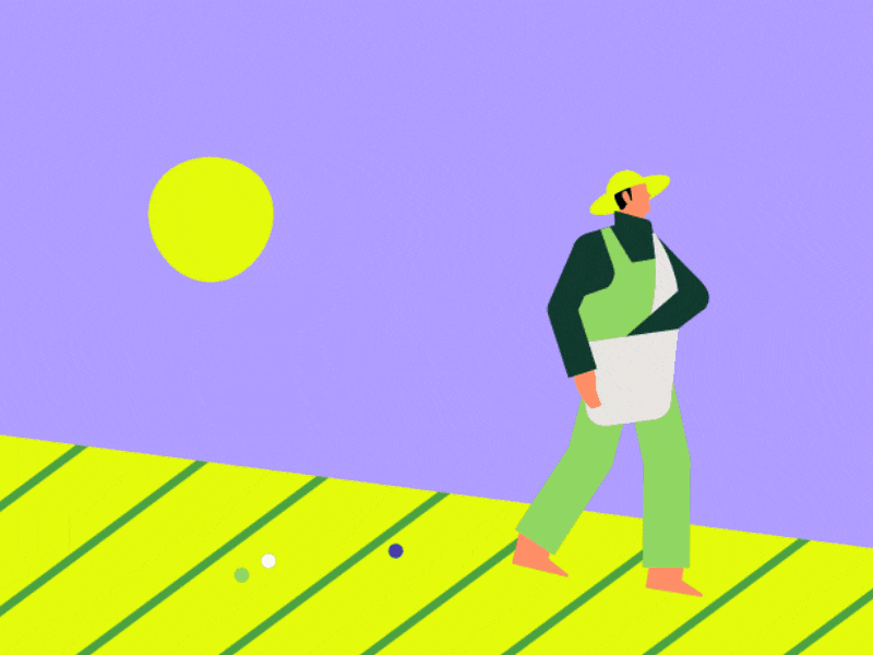 Farmer 🌾 2d animation countryside farm farmer farming gif grow illo illotv illustration motion motion graphics seed shapes sun sustainability walk walk cycle