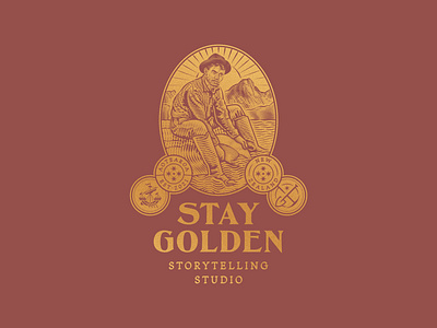 Stay Golden pt. III badge branding design engraving etching illustration logo peter voth design scratchboard vector woodcut