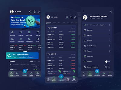 Crypto Exchange Application - Dark Mode 🔥 2d app application clean concept creative crypto dark mode dashboard design exchange inspiration interface minimal mobile ui ux website