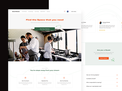 🍳 Cloud Kitche Home Page cloud kitchen cooking design ghost kitchen home page kitchen landing page minimal rent restaurant ui uidesign ux