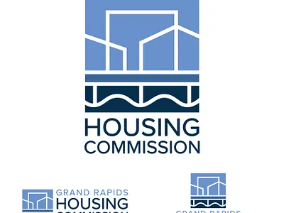 Grand Rapids Housing Commission Logo brand branding bridge building city city logo design graphic design housing illustration landscape line art line logo lines logo logo design logos river simplistic vector