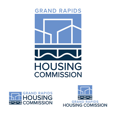 Grand Rapids Housing Commission Logo brand branding bridge building city city logo design graphic design housing illustration landscape line art line logo lines logo logo design logos river simplistic vector