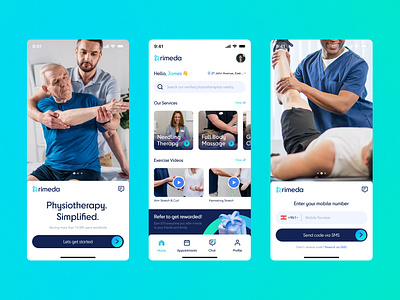 Rimeda - Physiotherapist App app app design application application design blue design doctor physiotherapist physiotherapy rimeda ui uiux ux