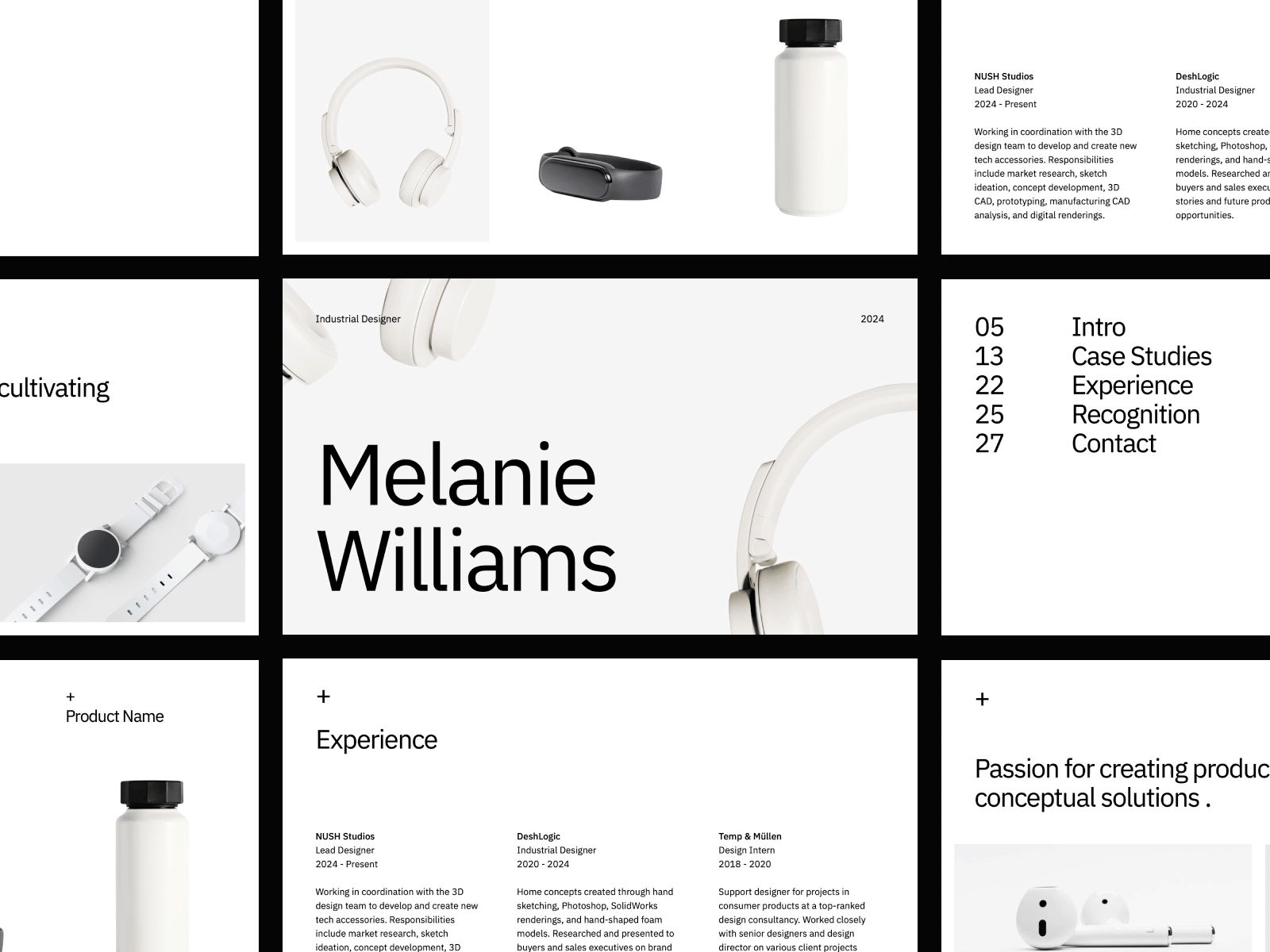 Industrial Design Portfolio clean creative design minimal pitch portfolio professional showcase simple slides template