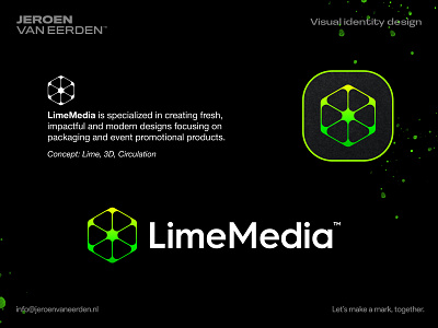 LimeMedia - Logo Design 🍋 3d brand identity branding creative logo event gradient hexagon lettermark lime logo logo symbol media modern logo visual identity