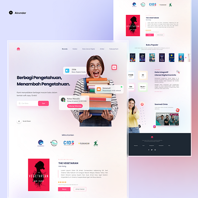 LITERASI DIGITAL - HOME PAGE book library design figma illustration ui web design