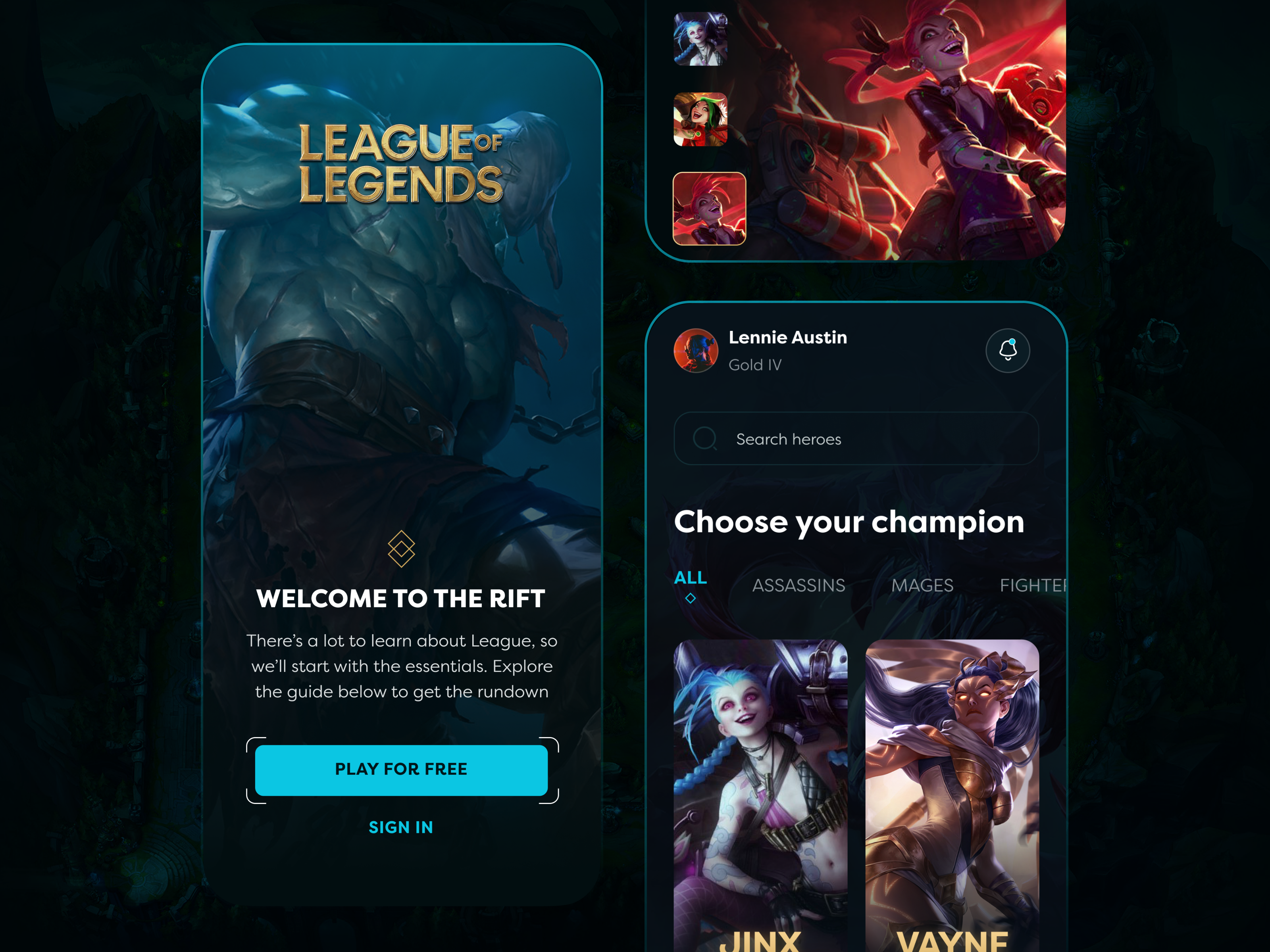 Example of League of legends App