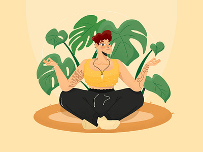 Meditation animation character characters design dribbble graphic design illustration illustrator meditation plants yoga