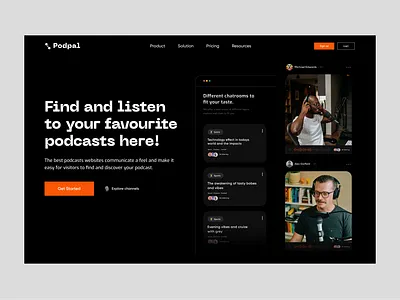 Podcasting landing page app application design branding dashboard design landing page minimal music podcast stream ui uiux ux website