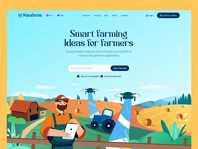 Natufarms | Smart farming Ideas for farmers agriculture agro agrotech branding cultivation design drone farming farmer farming illustration logo tractor typography ui uiux ux vector website design