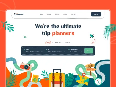Travel Booking Agency Landing Page, Website Hero Section booking filip justic flight agency flight booking flight booking agency web masud rana mrstudio rtralrayhan sajon shekh al raihan slava kornilov travel agency travel agency website ui ux web design web header web ui zahidvector zhenya rynzhuk