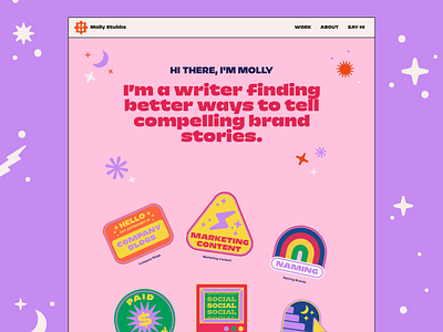 Molly Stubbs Copywriting Portfolio after effects bodymovin comedy figma fun illustration lottie portfolio retro vector web design webflow