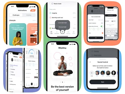 MyWay | Daily Tracker card check clean colour ios minimal night tracker ui ux white