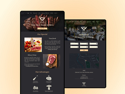 Restaurant - Steak House "Eat Meat" cafe europe food icon meat menu menu design reservation restaurant steak ui ux wine