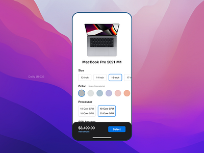 Daily UI Challenge 033 100 day challenge app apple customize product daily dailyui ui