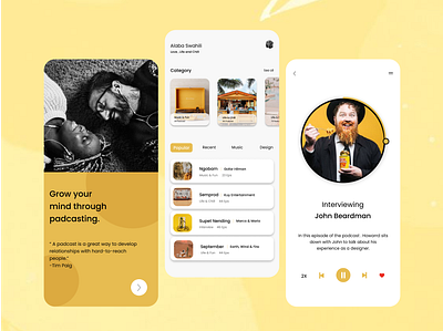 Podcast App Design app design icon illustration typography ui ux