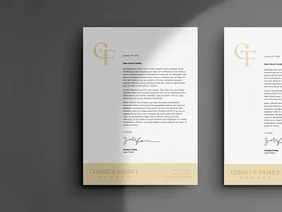 brand collateral: christ's family church apparel branding charcoal christian church church branding church design collateral design gold letterhead logo stationary t shirt design tee