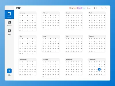 Task Management Dashboard - Calendar Year View design ui ux
