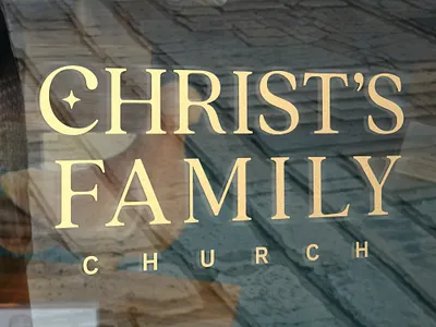 signage: christ's family church branding building signs christ christian church church branding church design design family gold logo sign signage