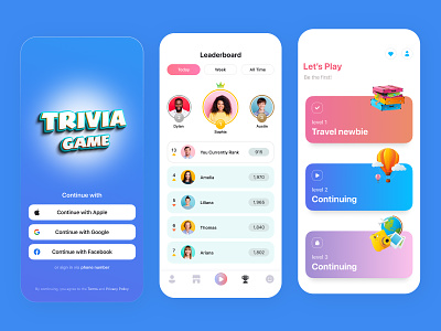 Trivia Game | Quiz Game App | UI Kit app clean design education game game app game ui ios knowledge leaderboard learning mobile mobile app mobile education quiz school score trivia ux