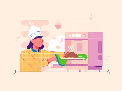 Oven background branding business cartoon design illustration logo person ui vector