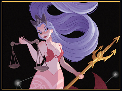 Libra astrology character character design design drawing girl horoscope illustration libra mermaid mermay moon planets sketch tarot warrior zodiac zodiac sign