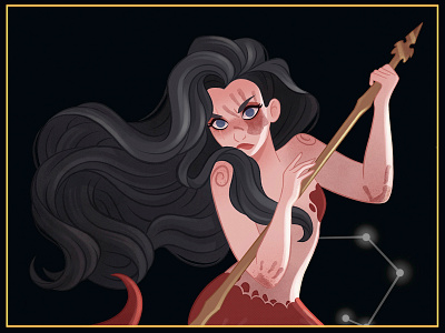 Scorpion animation astrology character character design design girl horoscope illustration mermaid mermay moon planets scorpion stars tarot warrior zodiac zodiac sign
